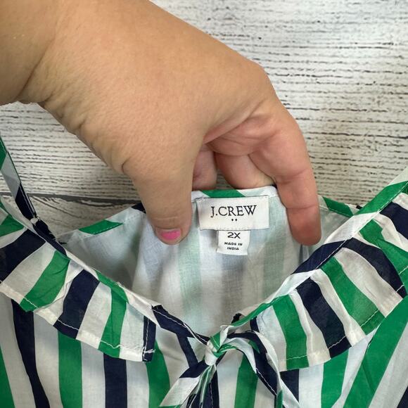 J.Crew Factory Plus Size Green Blue Striped Ruffle Tiered Maxi Dress Size 2X - Picture 4 of 9